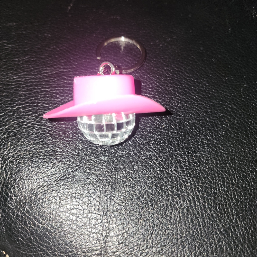 Pink Pacifier Keychains with Disco Ball Charm - Picture 2 of 3
